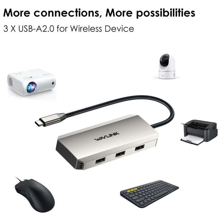 WAVLINK UMD308L Laptops HD / DP / 100W PD Ports Triple 4K Docking Station USB-C Hub Adapter