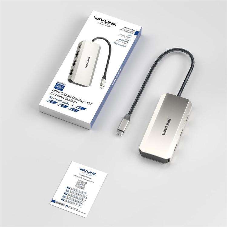 WAVLINK UMD308L Laptops HD / DP / 100W PD Ports Triple 4K Docking Station USB-C Hub Adapter