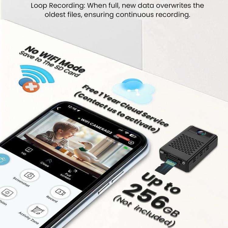 L31 With Motion Detection Alarm Push Notifications 180-Degree Rotating Mini Camera Ultra HD Recor...