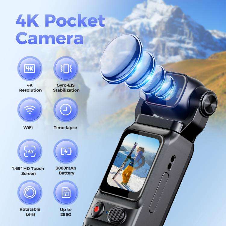 L18 Outdoor Recording Gyroscope Stabilization Camera 1.69 Inch Touch Screen 4K Wireless Action Ca...