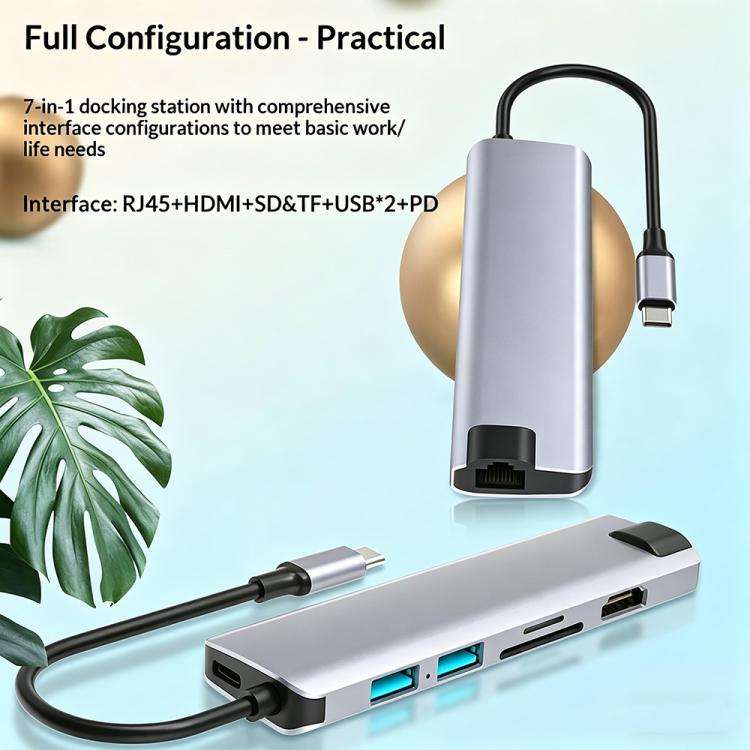 HC-75LC 4K HD PD100W Charging Gigabit Ethernet 7 in 1 USB-C Hub with USB 3.0 SD / TF Card Reader,...