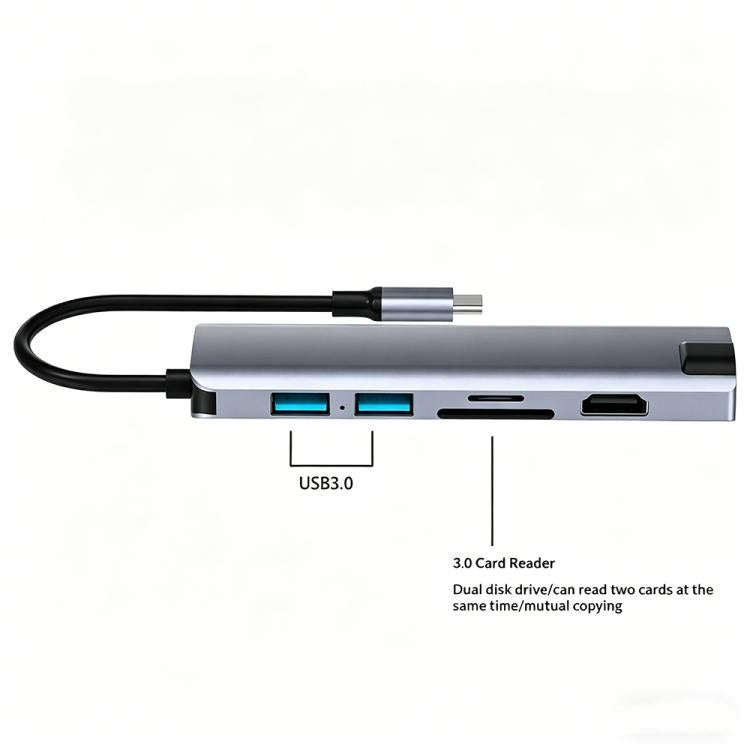 HC-75LC 4K HD PD100W Charging Gigabit Ethernet 7 in 1 USB-C Hub with USB 3.0 SD / TF Card Reader,...
