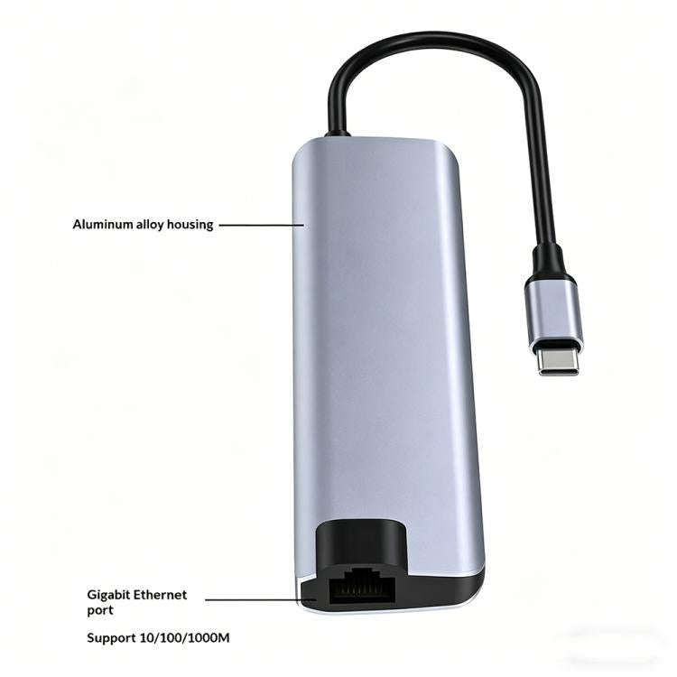 HC-75LC 4K HD PD100W Charging Gigabit Ethernet 7 in 1 USB-C Hub with USB 3.0 SD / TF Card Reader,...