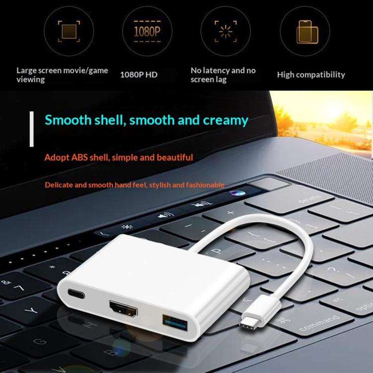 HC-04D 5 in 1 Docking Station Type-C to 4K HD USB3.0 / 2.0 Splitter Adapter USB-C Hub, HC-04D