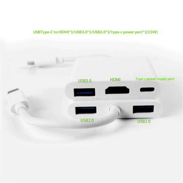 HC-04D 5 in 1 Docking Station Type-C to 4K HD USB3.0 / 2.0 Splitter Adapter USB-C Hub, HC-04D