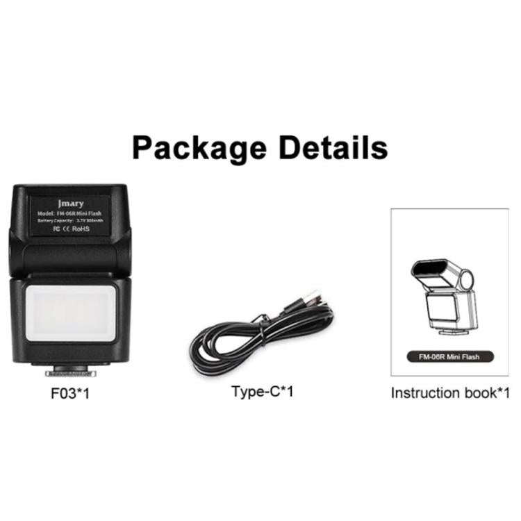 JMARY FM-06R For Camera Mini Flash Fill Light Hot Shoe Mount 300mAh Rechargeable LED Light