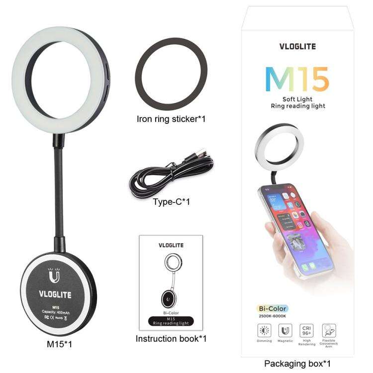 VLOGLITE M15 For Phone Reading Photography Video Lighting Mini Portable Selfie LED Light
