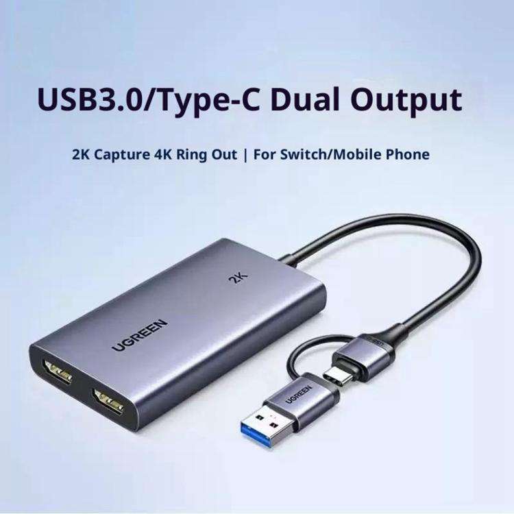 UGREEN CM726-25773 With 4K HD Loop Out USB A / USB C 2 in 1 2K / 30Hz Video Capture Card