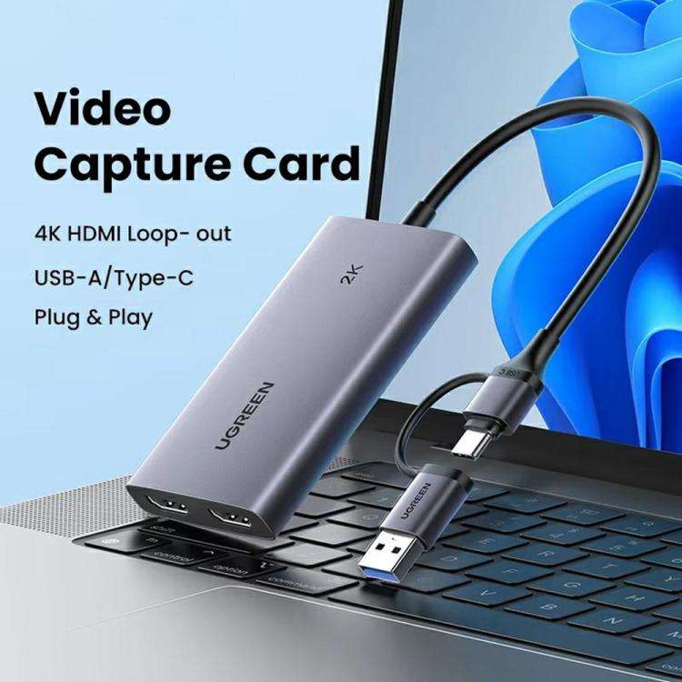 UGREEN CM726-25773 With 4K HD Loop Out USB A / USB C 2 in 1 2K / 30Hz Video Capture Card