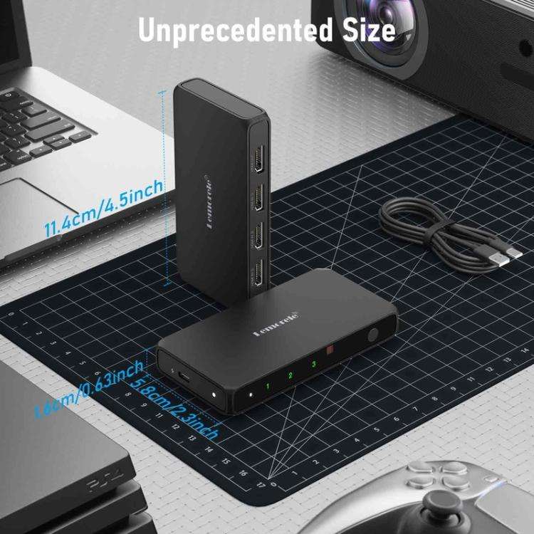 Lemorele G99 3 In 1 Out HDMI Switch 4K 60Hz HDR HDCP2.2 IR Remote Control HDMI Switcher
