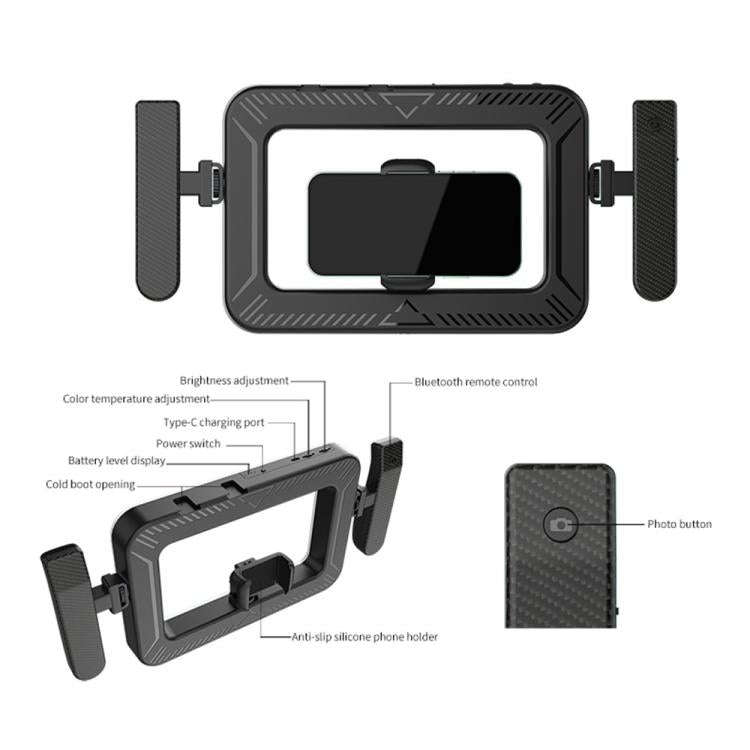 K03 Bluetooth Phone Remote Control Holder Handheld Ring Light 3 Color Temperature LED Fill Light