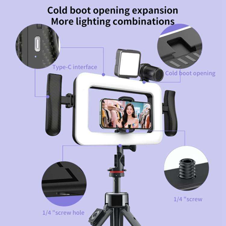 K03 Bluetooth Phone Remote Control Holder Handheld Ring Light 3 Color Temperature LED Fill Light