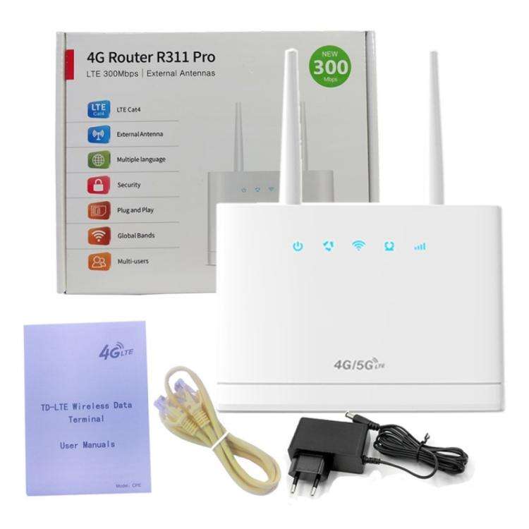 R311 Pro SIM Card WiFi Router 300Mbps Wireless Mobile Hotspot CPE 4G LTE Router, Style 2