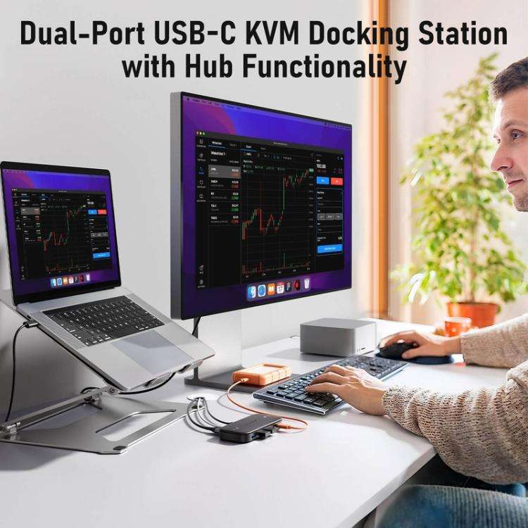 Lemorele H200 Type-C Kvm Switch 4K60Hz Hdmi Display 100W PD Fast Charging Hub
