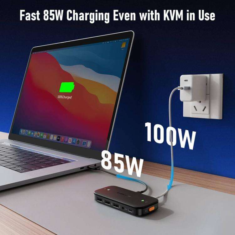 Lemorele H200 Type-C Kvm Switch 4K60Hz Hdmi Display 100W PD Fast Charging Hub