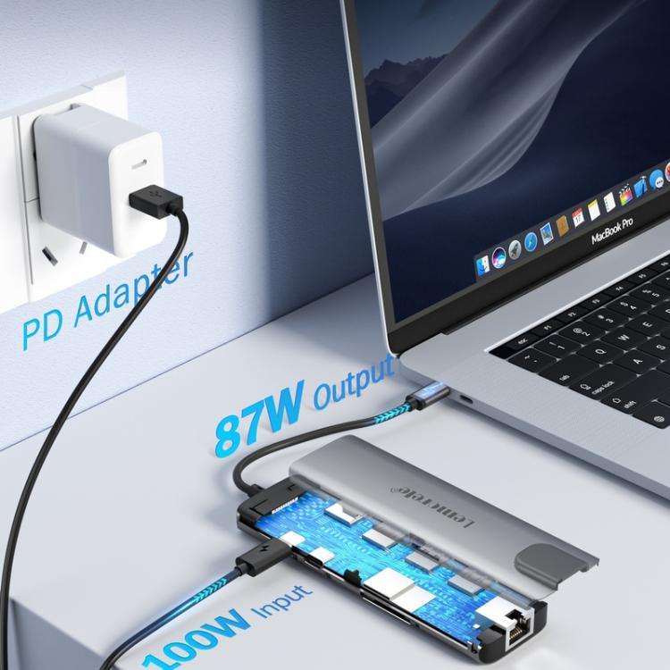 Lemorele TC39 9 in 1 Docking Station HDMI Ethernet 100W PD Laptop Connector