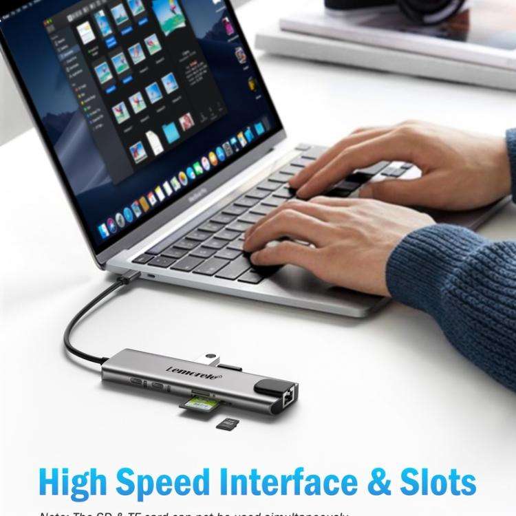 Lemorele TC39 9 in 1 Docking Station HDMI Ethernet 100W PD Laptop Connector