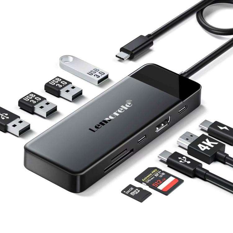 Lemorele TC92 9 in 1 Docking Station 4K Display Ethernet 100W PD Portable Connector