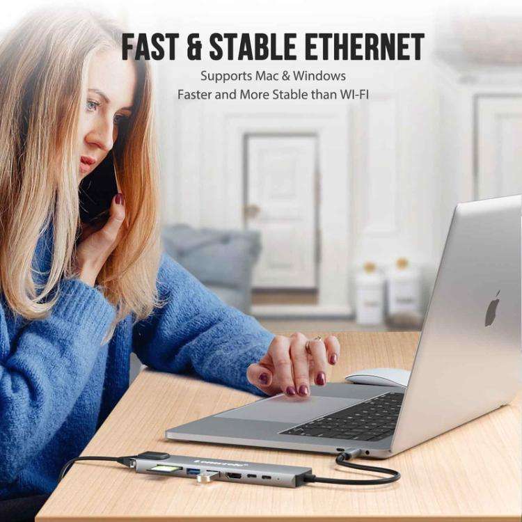 Lemorele TC19L Plus 8 in 1 Docking Station 4K Display Ethernet 100W PD Adapter