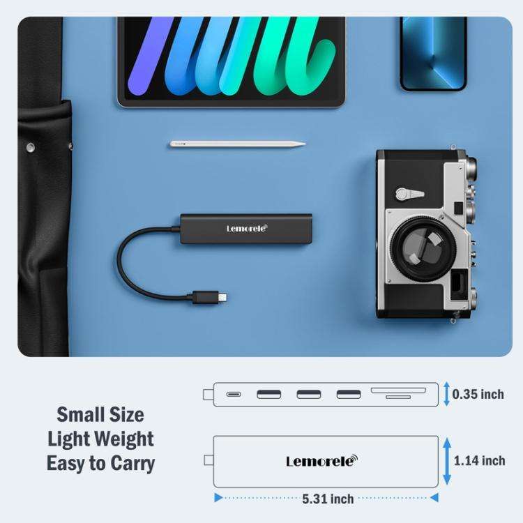 Lemorele TC90 7 in 1 Docking Station 4K Projection Gigabit Network 100W PD Connector
