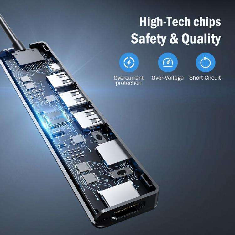 Lemorele TC90 7 in 1 Docking Station 4K Projection Gigabit Network 100W PD Connector