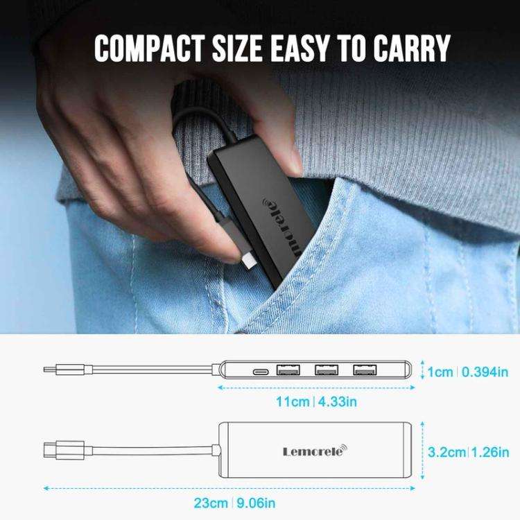 Lemorele TC22L 5 in 1 Docking Station 4K Output Ethernet 100W PD Laptop Connector