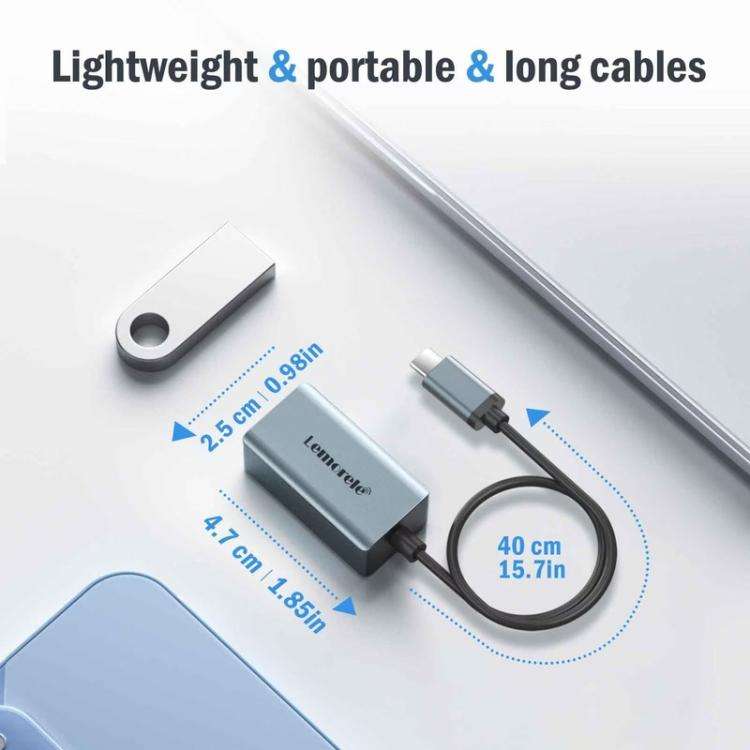 Lemorele TC48 Type-C Hub Gigabit Ethernet Dual HDMI Display Multi-port Laptop Expander