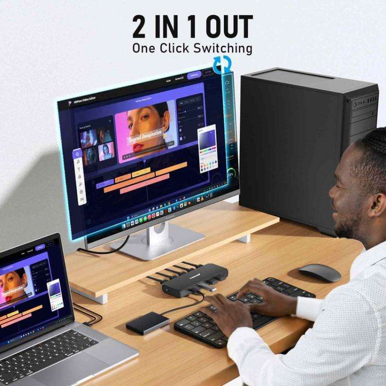 Lemorele G98 6 in 3 Out KVM Device Multi Host Share Monitor Keyboard Mouse Signal Distributor