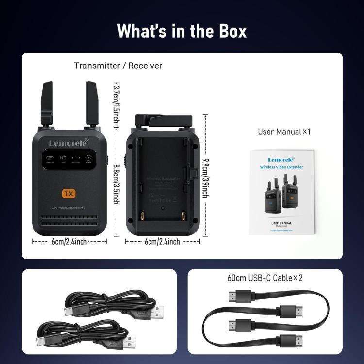 Lemorele R5000 Wireless Video Transmitter 1 In 1 Loop Out 1TX To 4RX 1080P 200M HDMI-compatible E...