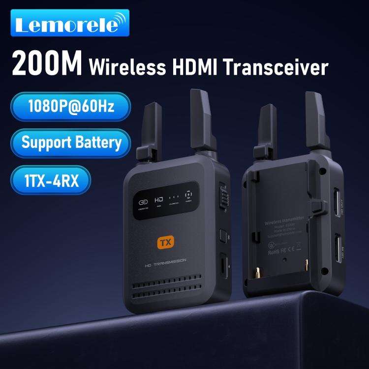 Lemorele R5000 Wireless Video Transmitter 1 In 1 Loop Out 1TX To 4RX 1080P 200M HDMI-compatible E...