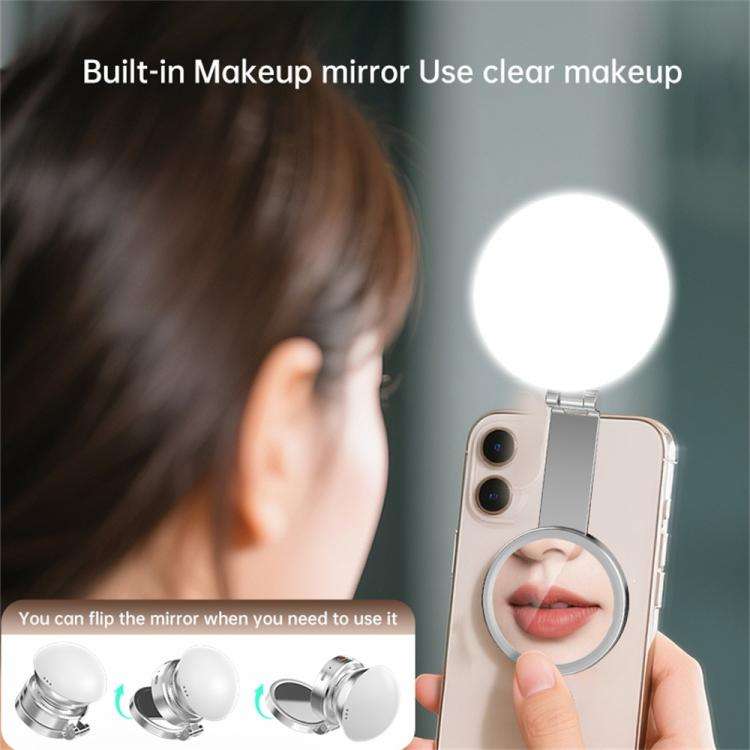 K08 3-Color Temperature Phone Photography Light 360 Degree Foldable Selfie Magnetic LED Ring Light