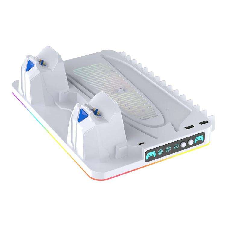 For PS5 / PS5 Slim / PS5 Pro Cooling Stand Dual Controller Charging Station Game Storage Rack