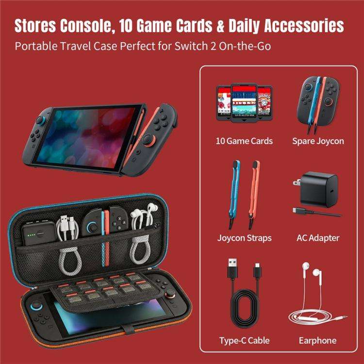 For Nintendo Switch 2 Storage Bag Dual Color Zipper EVA Hard Shell Shockproof Carrying Case