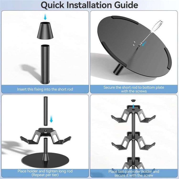 For MicroSoft XBOX / Sony PS5 / Nintendo Switch 360 Degree Rotating 4-Tier Game Controller Stand