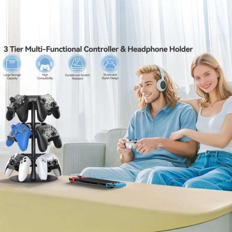 For XBOX / PS5 / Switch 360 Degree Rotating 3-Tier Game Controller Stand, 3-Tier Rotating