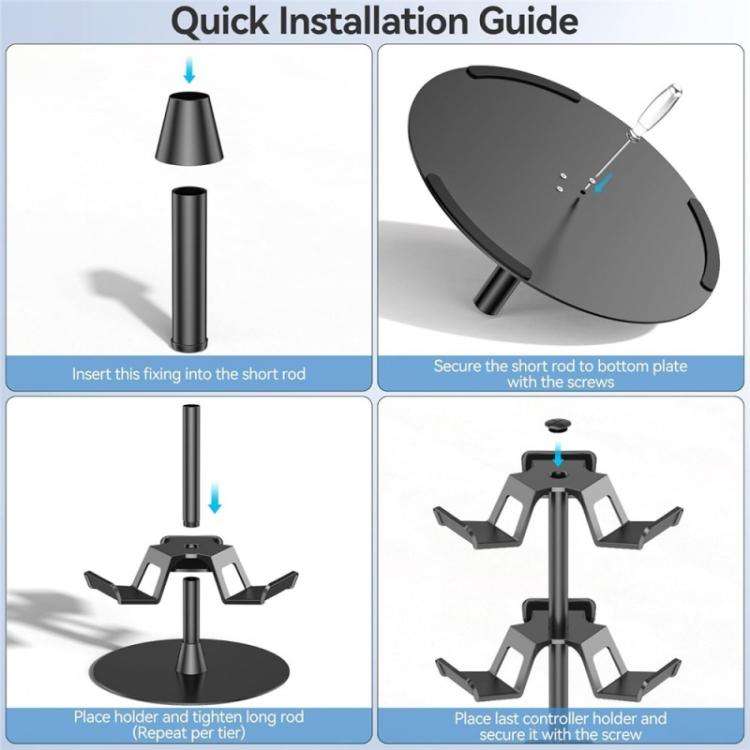 For XBOX / PS5 / Switch 360 Degree Rotating 3-Tier Game Controller Stand, 3-Tier Rotating