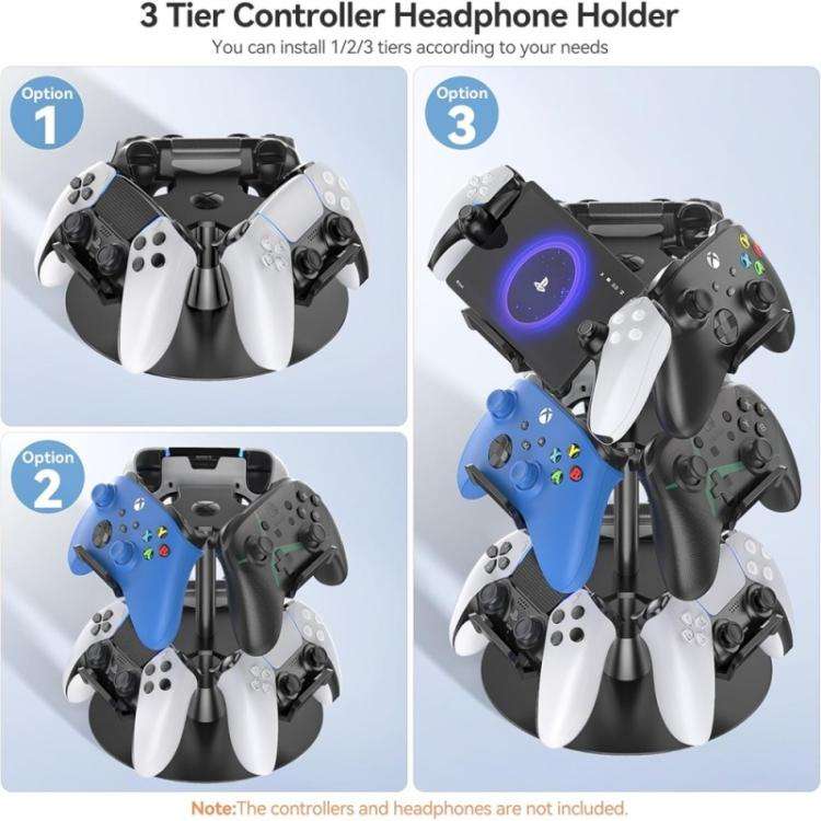 For XBOX / PS5 / Switch 360 Degree Rotating 3-Tier Game Controller Stand, 3-Tier Rotating
