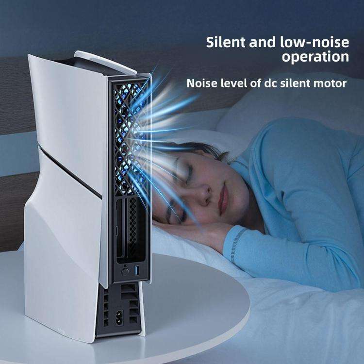For PS5 Pro/PS5 Slim Rear Temperature-Controlled Cooling Fan Slim Consoles with RGB Lighting