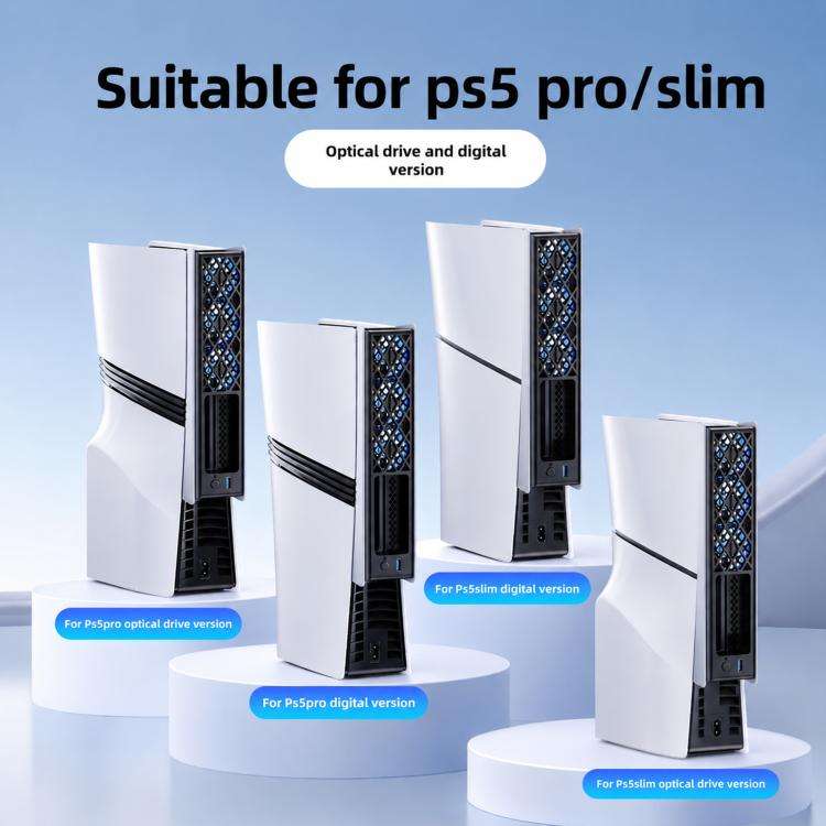 For PS5 Pro/PS5 Slim Rear Temperature-Controlled Cooling Fan Slim Consoles with RGB Lighting
