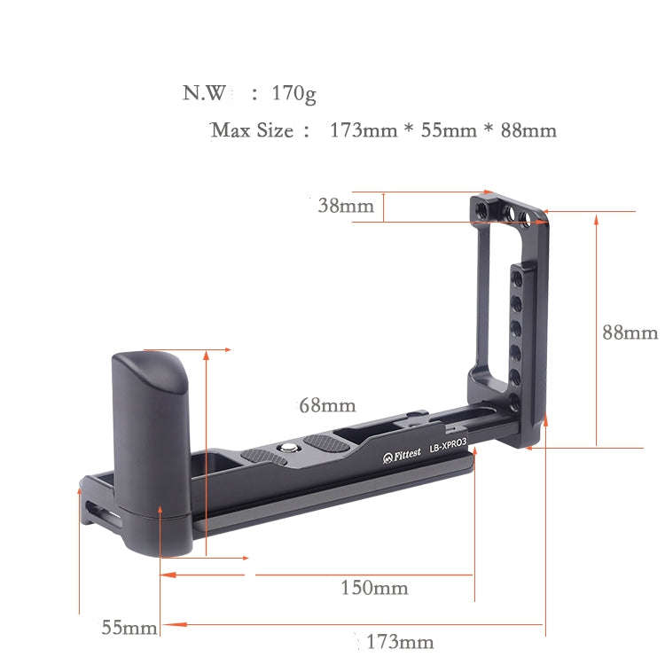 Vertical Shoot Quick Release L Plate Bracket Base Holder for FUJIFILM X Pro 3, For FUJIFILM X Pro 3