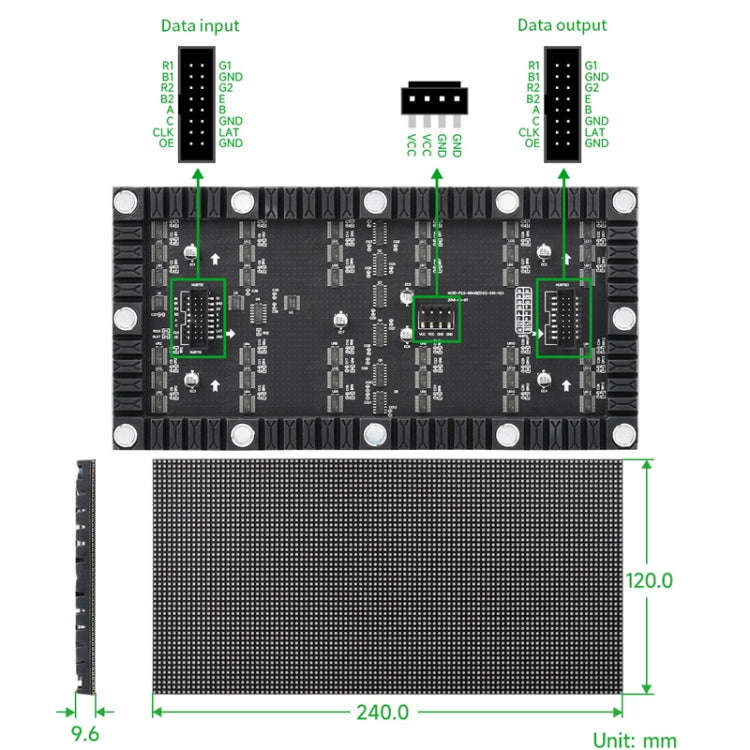 Waveshare Flexible RGB Full-color LED Matrix Panel, 2.5mm Pitch, 96x48 Pixels, Adjustable Brightn...