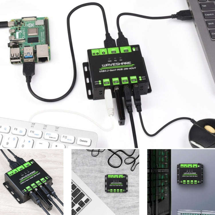 Waveshare 23929 USB HUB, Extending 4 X USB 3.2 Ports, Switchable Dual Hosts, Multi Protections, 2...