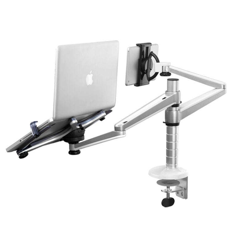 OA-9X Aluminum Alloy Height Adjustable Universal Rotation Double Arm Holder Notebook Tablet Combi...