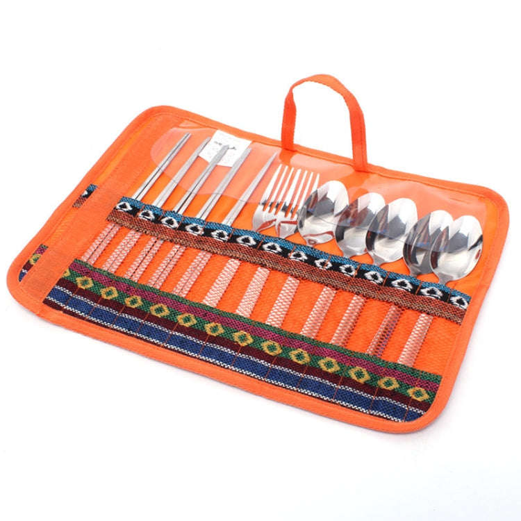 Outdoor Tableware 12 Piece Suit Camping Portable Stainless Steel Chopsticks Knife Fork Spoon Supp...