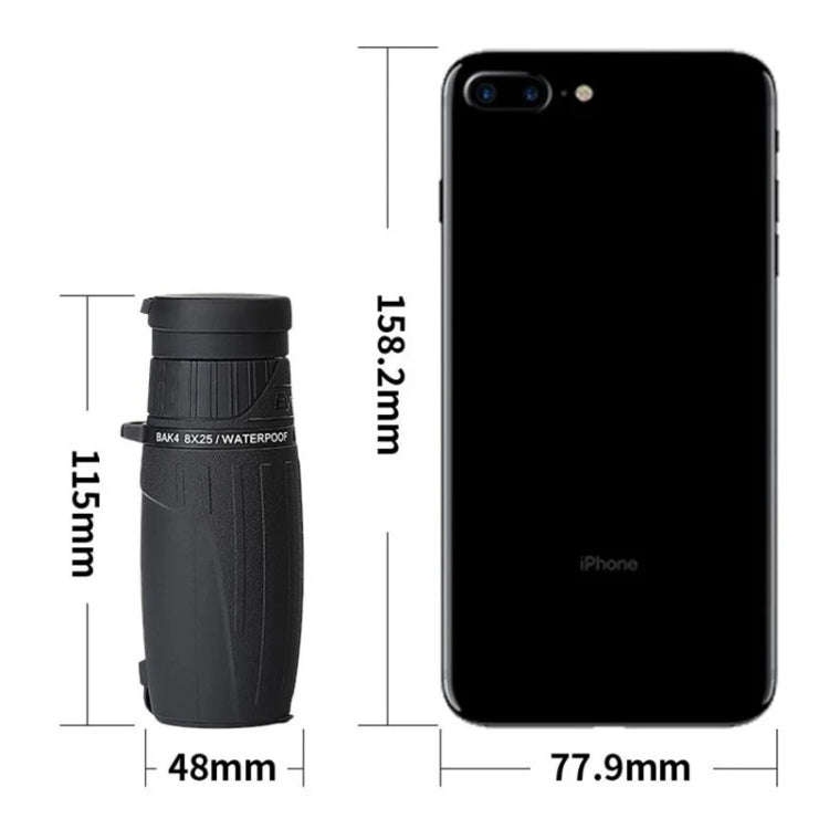8X25 Portable Monocular Binoculars Large-field Low-light Night Vision Telescope, 8x25