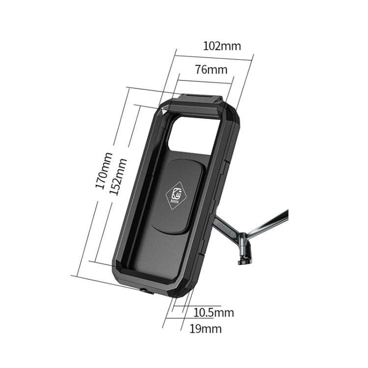 Kewig Bicycle Motorcycle Rearview Mirror Waterproof Box Touch Screen Phone Holder, Small Rearview...