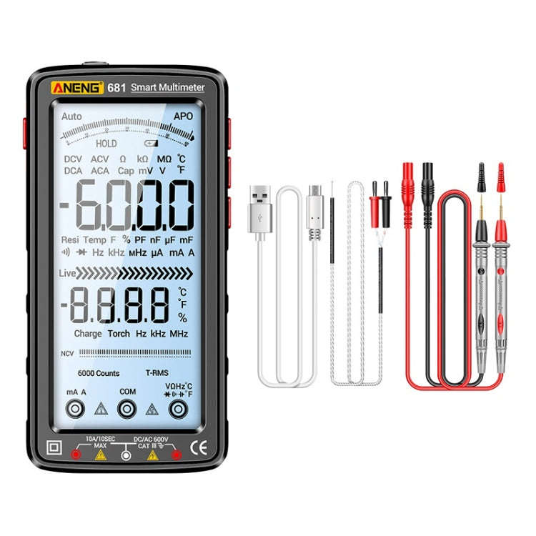 ANENG 681 LCD Digital Display Screen Smart Automatic Range Rechargeable Multimeter, 681 Red, 681 ...