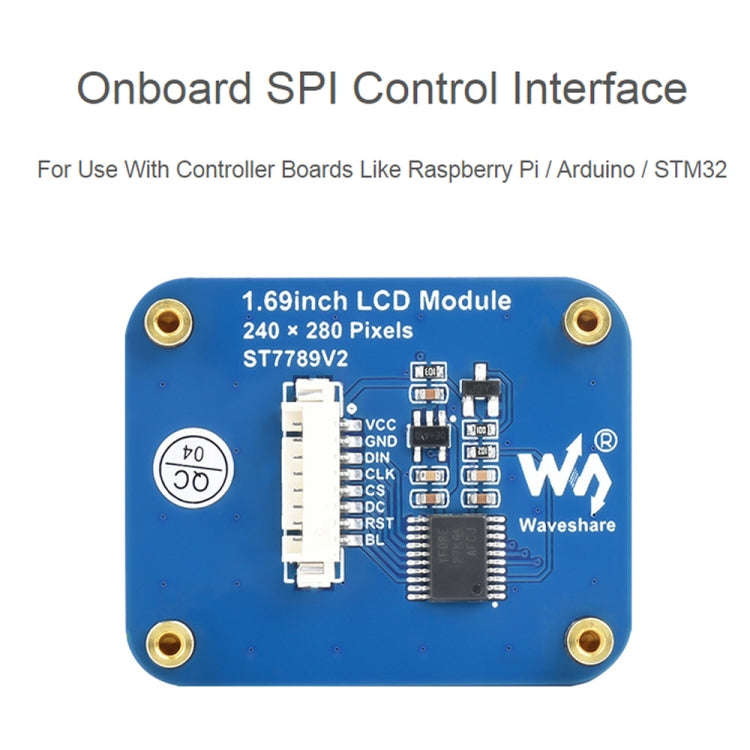 Waveshare 1.69 Inch 240×280 Resolution IPS LCD Display Module With SPI Interface, 1.69 Inch