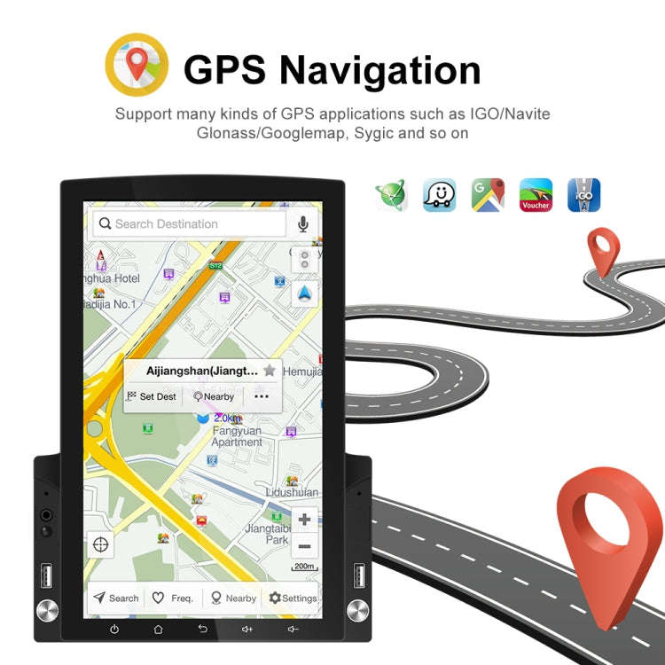 9.7 inch Vertical Screen HD 2.5D Glass Car MP5 Player Android Navigation All-in-one Machine, Stan...