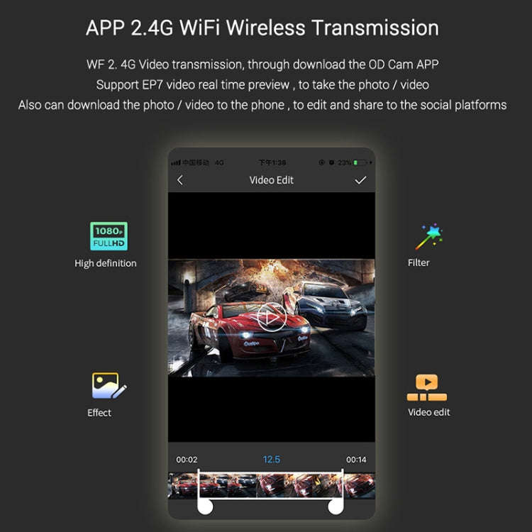 ORDRO EP7 4K Head-Mounted  Auto Focus Live Video Smart Sports Camera, Without Remote Control, Wit...